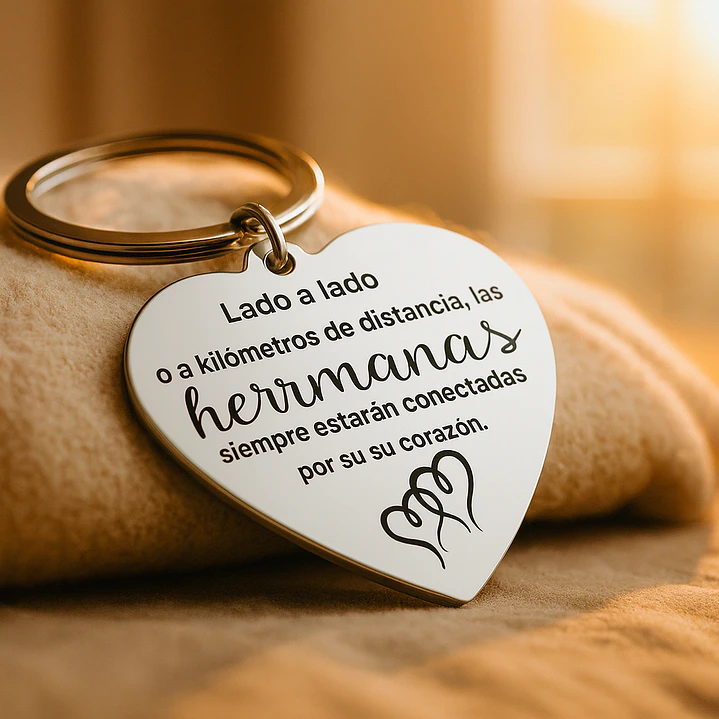 Llavero Hermanas en Acero Inoxidable Frase Sentimental Emotiva  2