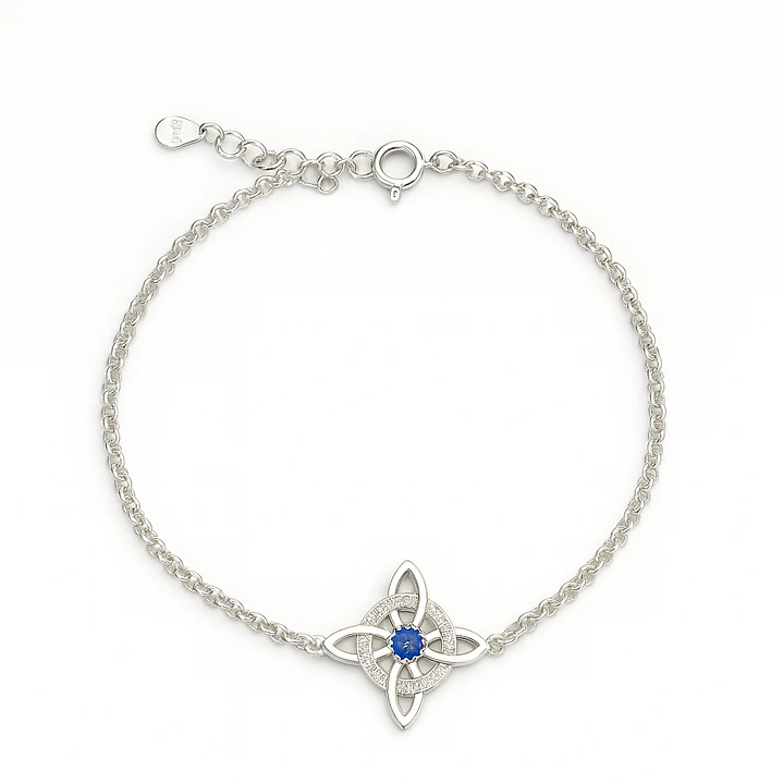 Pulsera Nudo de Bruja Circón Azul en Plata 925  1