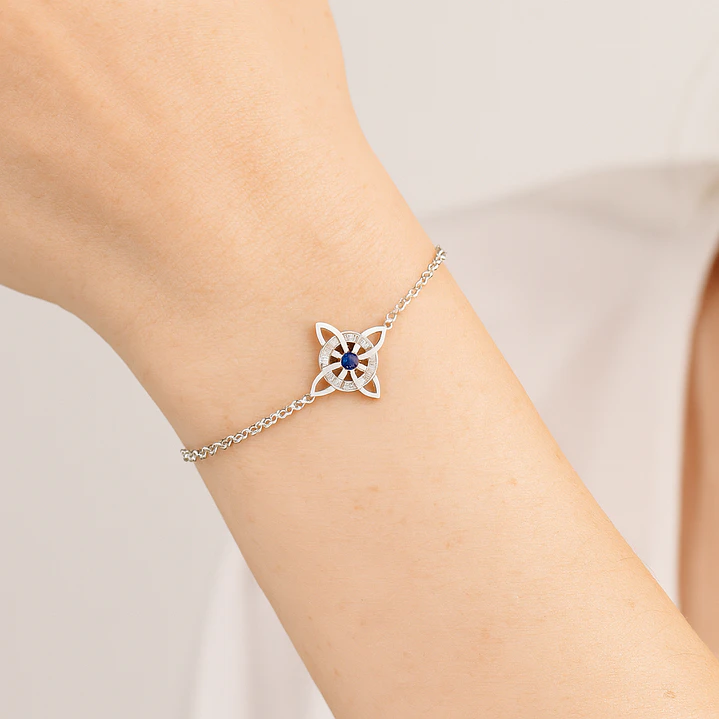 Pulsera Nudo de Bruja Circón Azul en Plata 925  2