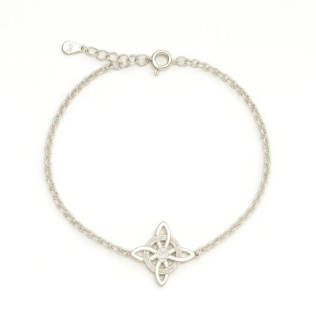 Pulsera Nudo de Bruja Circón en Plata 925 Elegante 1