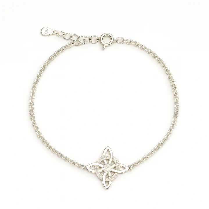Pulsera Nudo de Bruja Circón en Plata 925 Elegante 1