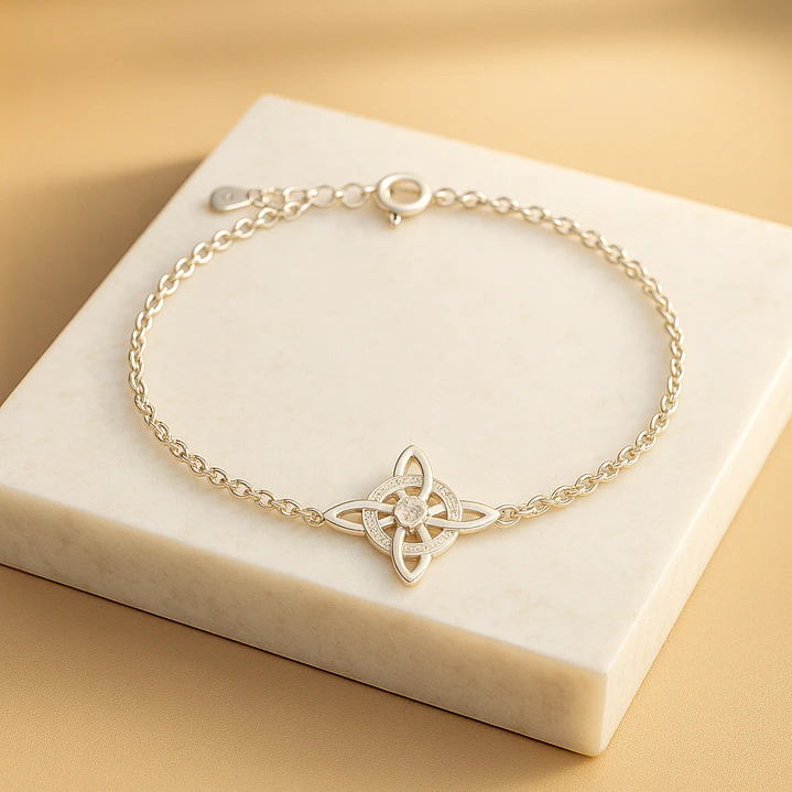 Pulsera Nudo de Bruja Circón en Plata 925 Elegante 3