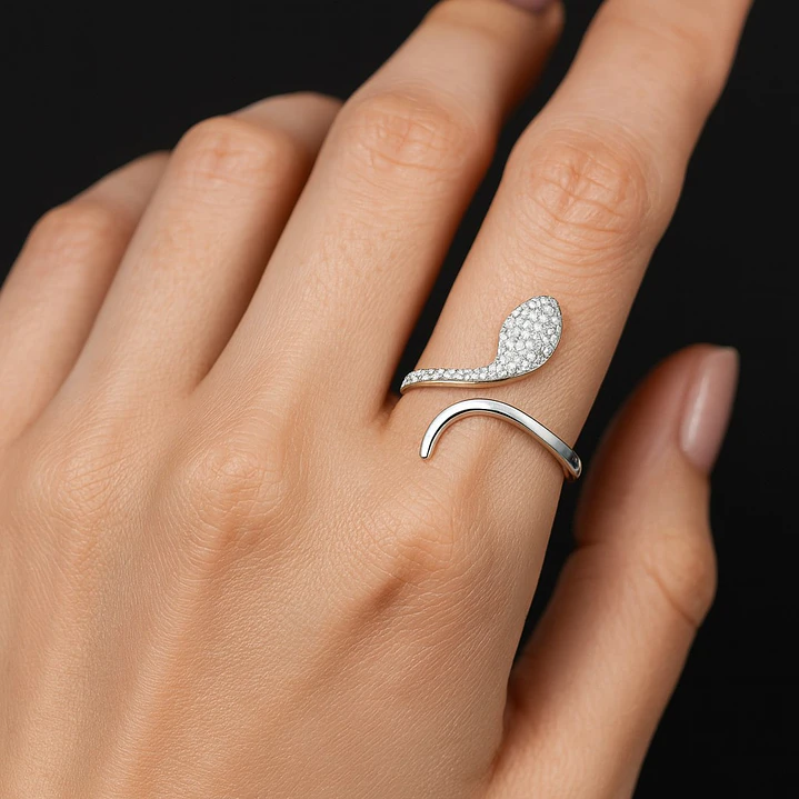 Anillo Ajustable Serpiente Circones en Plata 925 2