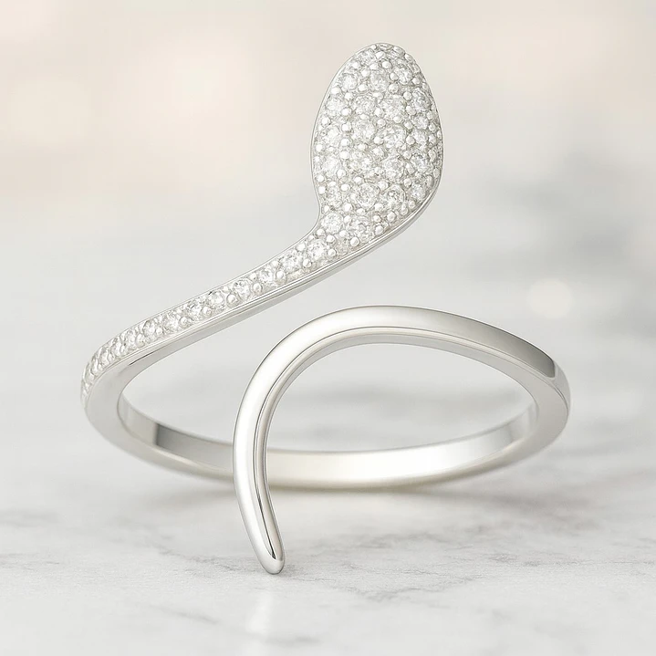 Anillo Ajustable Serpiente Circones en Plata 925 3