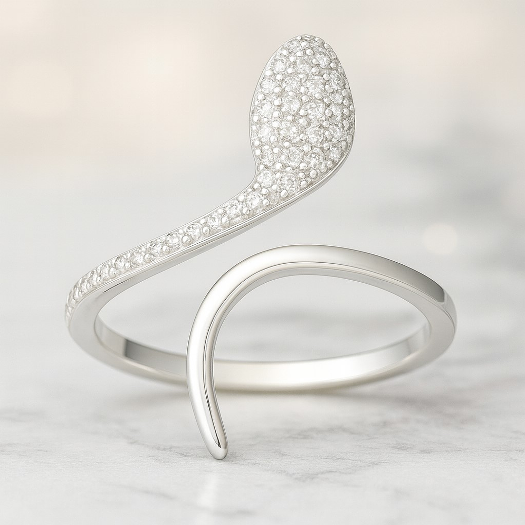 Anillo Ajustable Serpiente Circones en Plata 925 3