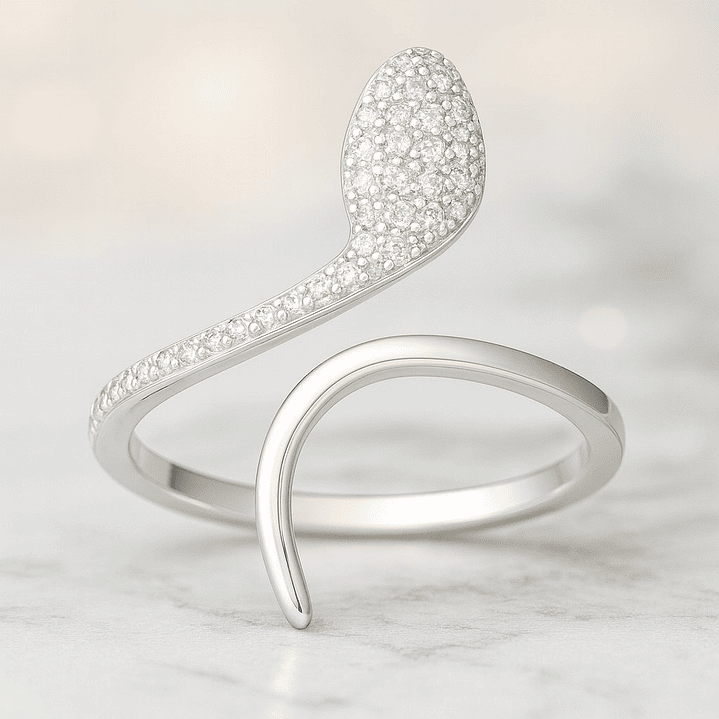 Anillo Ajustable Serpiente Circones en Plata 925 3