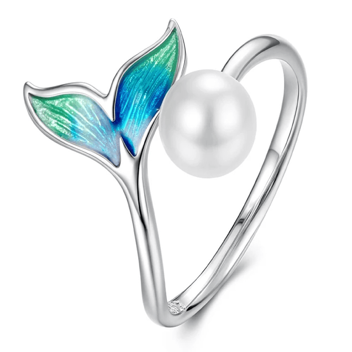 Anillo Ajustable Cola de Sirena con Perla en Plata 925 1