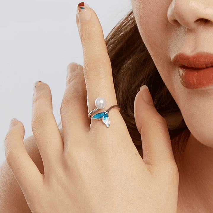 Anillo Ajustable Cola de Sirena con Perla en Plata 925 3