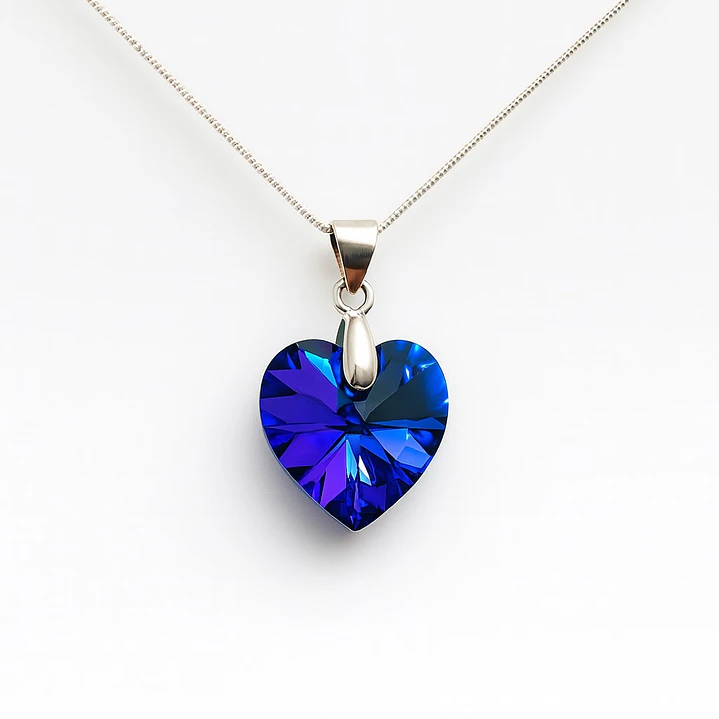 Collar Cristal Austriaco Azul 14mm en Plata 925  1