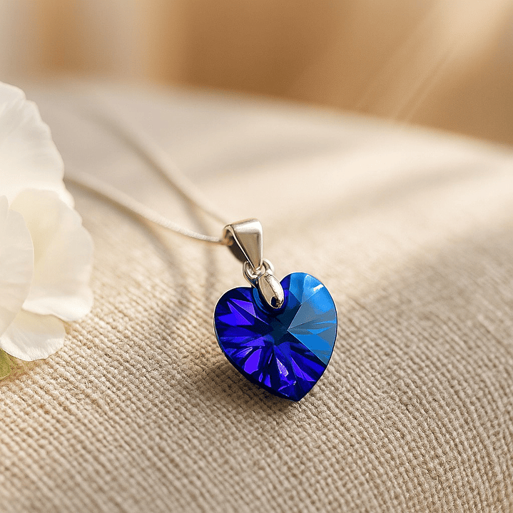 Collar Cristal Austriaco Azul 14mm en Plata 925  3