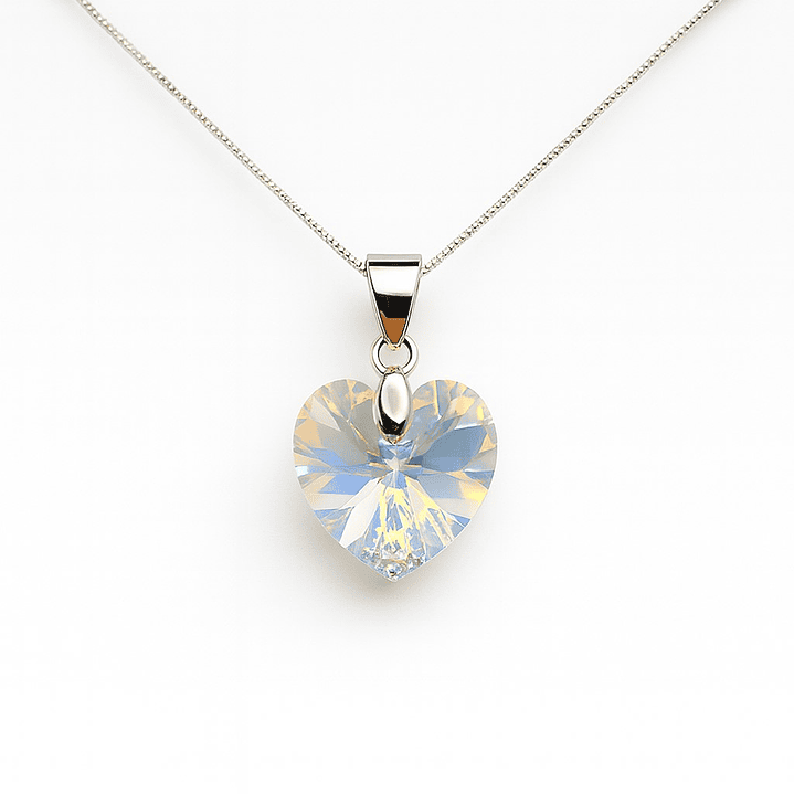 Collar Cristal Austriaco Aurora Boreal 14mm en Plata 925  1