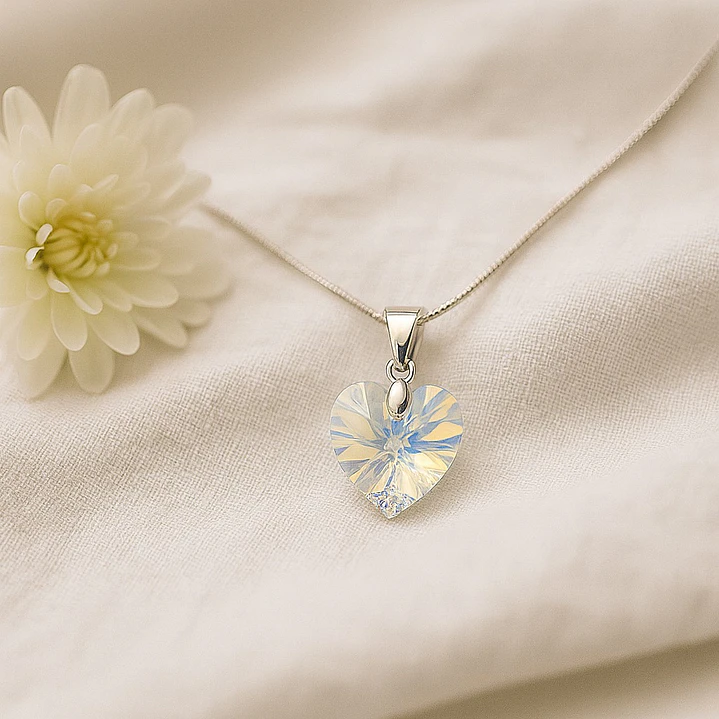 Collar Cristal Austriaco Aurora Boreal 14mm en Plata 925  3