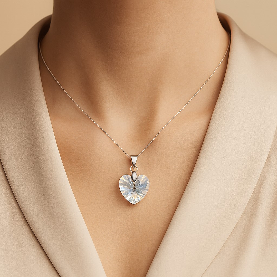 Collar Cristal Austriaco Aurora Boreal 14mm en Plata 925  2