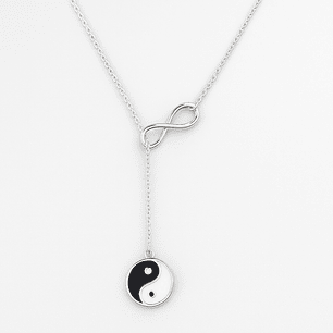 Collar Plata 925 Ajustable Infinito Yin Yang Esmaltado 