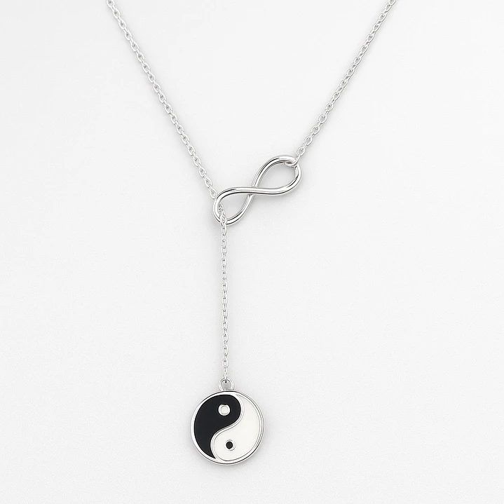 Collar Plata 925 Ajustable Infinito Yin Yang Esmaltado  1