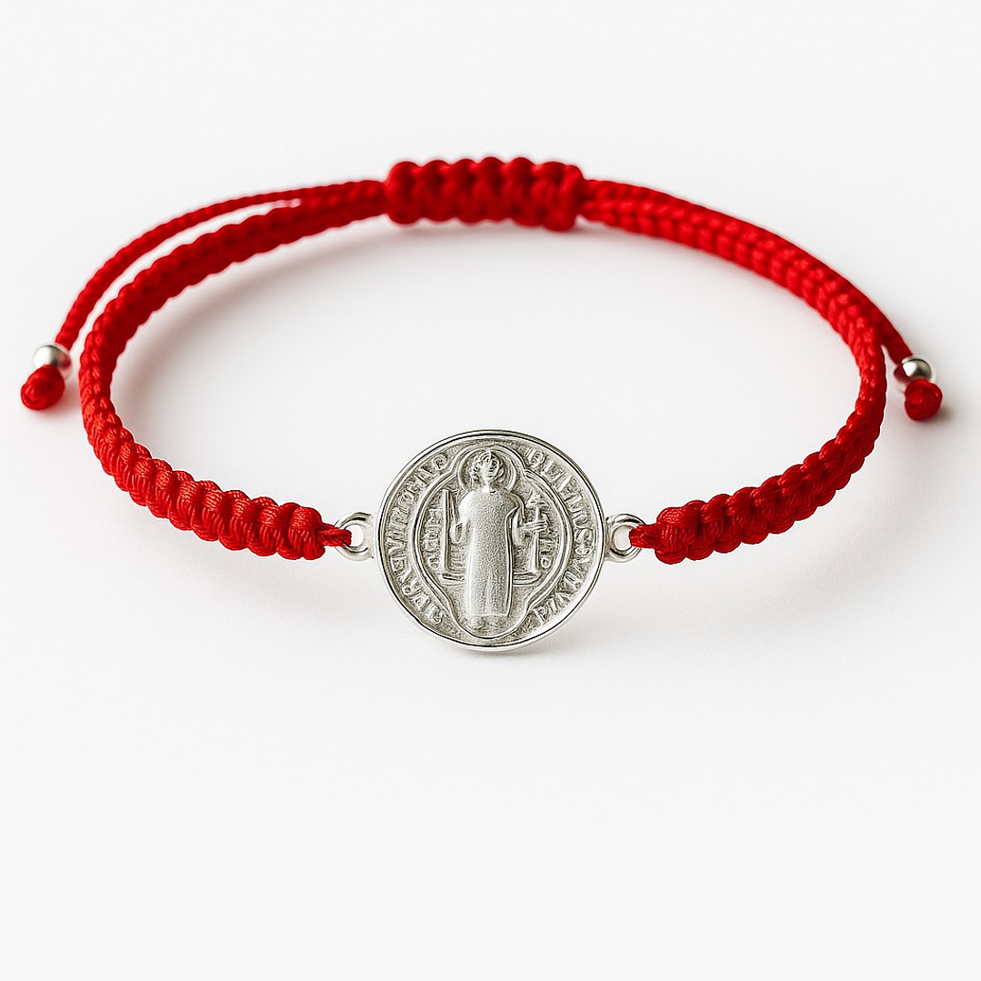 Pulsera Mini Baby Hilo Rojo Ajustable San Benito Plata 925 1
