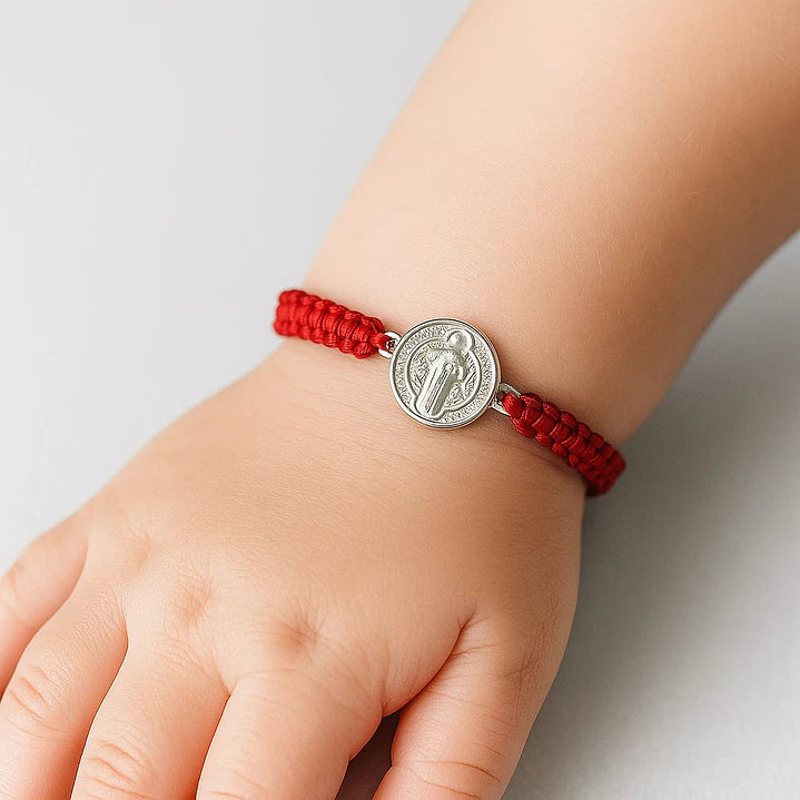 Pulsera Mini Baby Hilo Rojo Ajustable San Benito Plata 925 2
