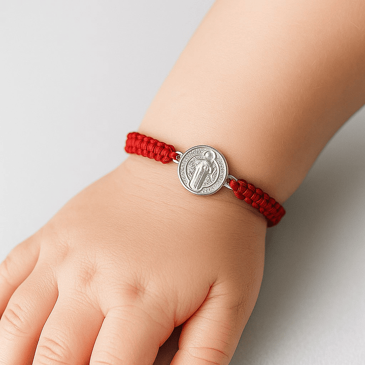 Pulsera Mini Baby Hilo Rojo Ajustable San Benito Plata 925 2