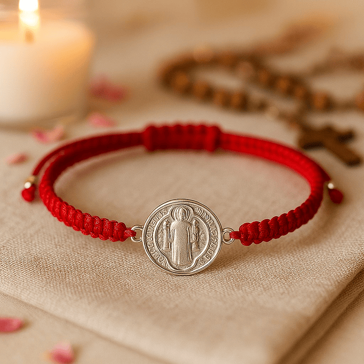 Pulsera Mini Baby Hilo Rojo Ajustable San Benito Plata 925 3