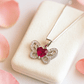 Collar Mariposa Corazón Circón Rubí en Plata 925  - Miniatura 3