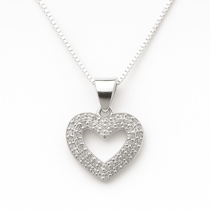 Collar Corazón Circón Elegante en Plata 925  1
