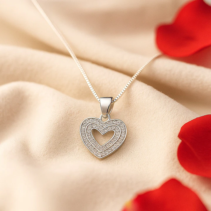 Collar Corazón Circón Elegante en Plata 925  3