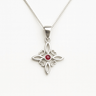 Collar Nudo de Brujas Circón Rubí en Plata 925 