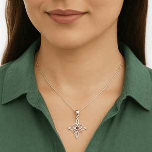 Collar Nudo de Brujas Circón Rubí en Plata 925 