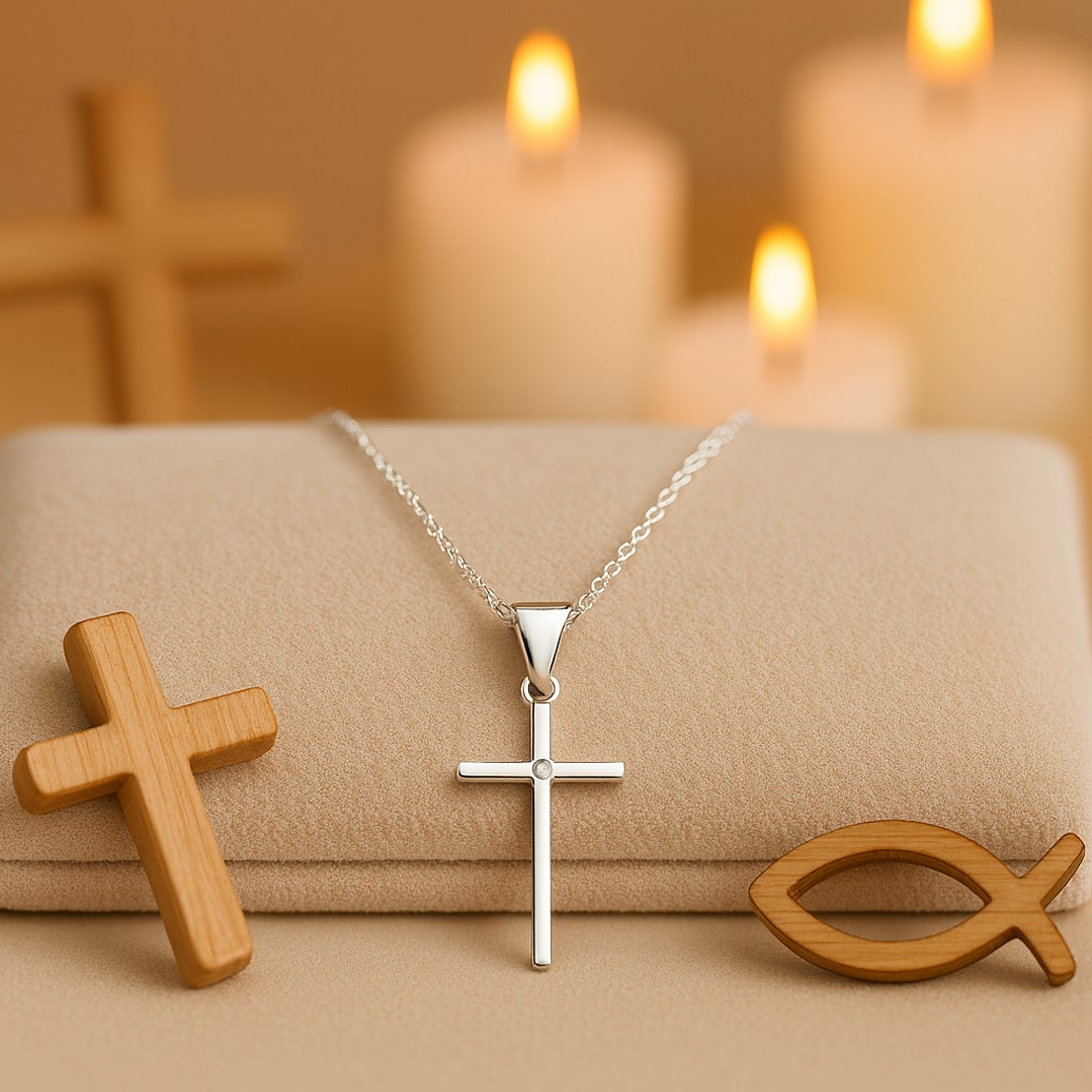 Collar Cruz Circón Minimalista en Plata 925  3