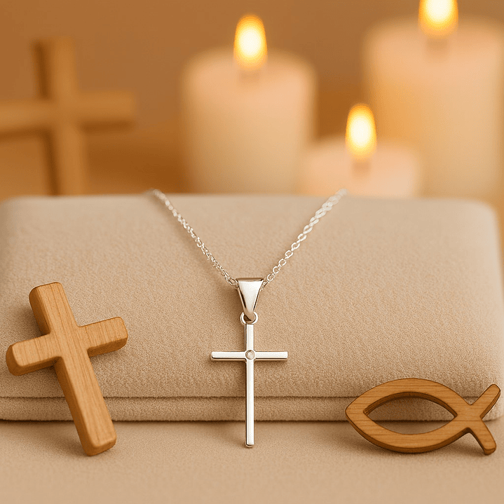 Collar Cruz Circón Minimalista en Plata 925  3