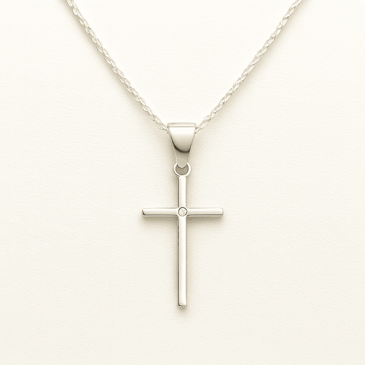 Collar Cruz Circón Minimalista en Plata 925  1