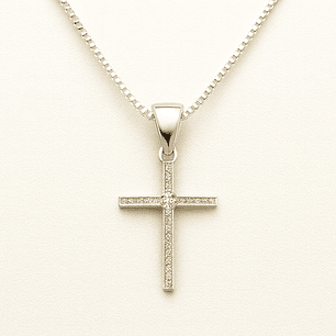 Collar Cruz Circón Brillante en Plata 925 