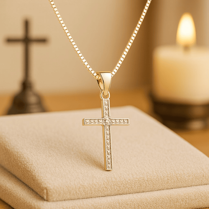 Collar Cruz Circón Brillante en Plata 925  3