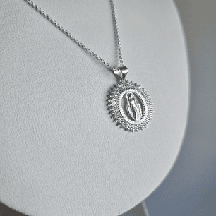 Collar Virgen De Los Rayos Milagrosa en Plata 925 