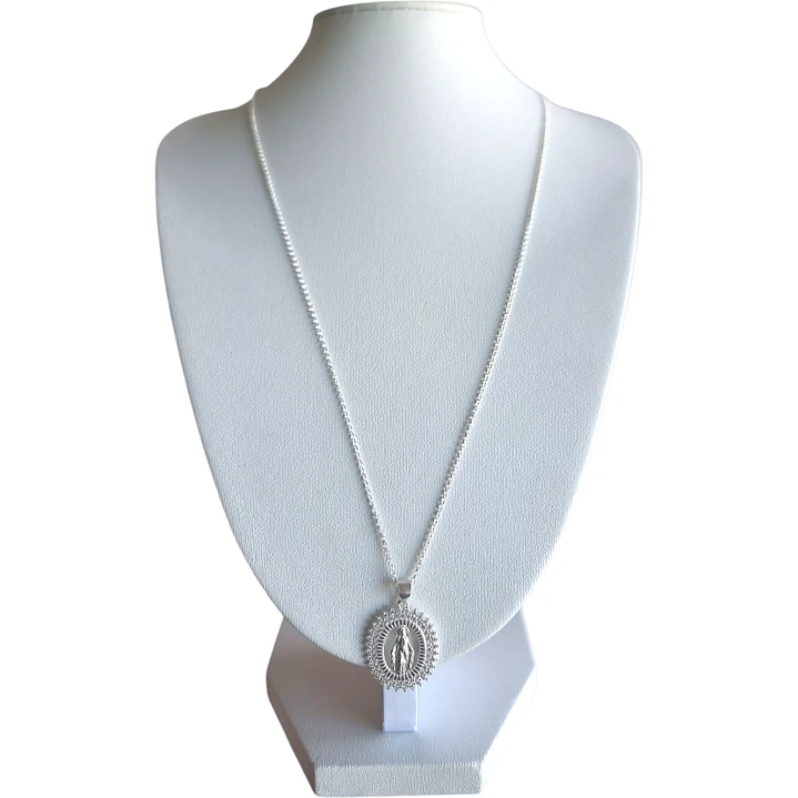 Collar Virgen De Los Rayos Milagrosa en Plata 925  3