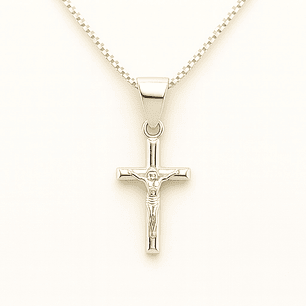 Collar Crucifijo Jesús Cruz en Plata 925 