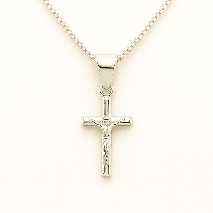 Collar Crucifijo Jesús Cruz en Plata 925  1