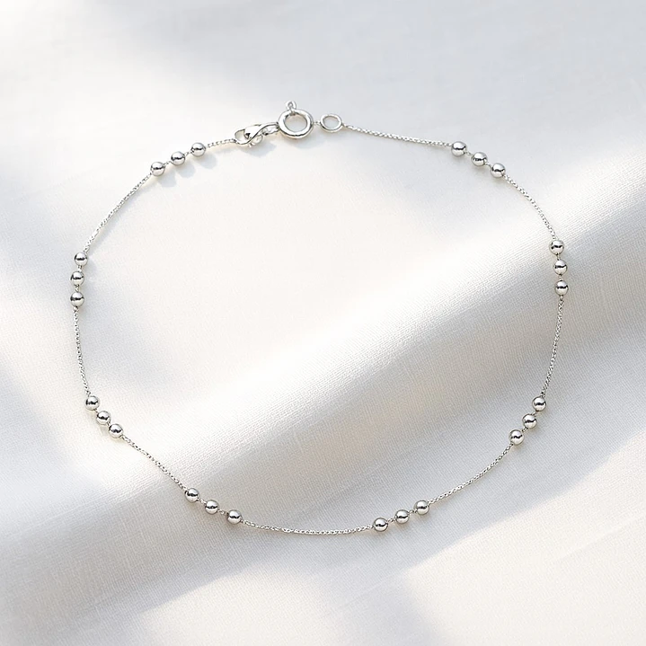 Tobillera Veneciana con Esferas en Plata 925  3