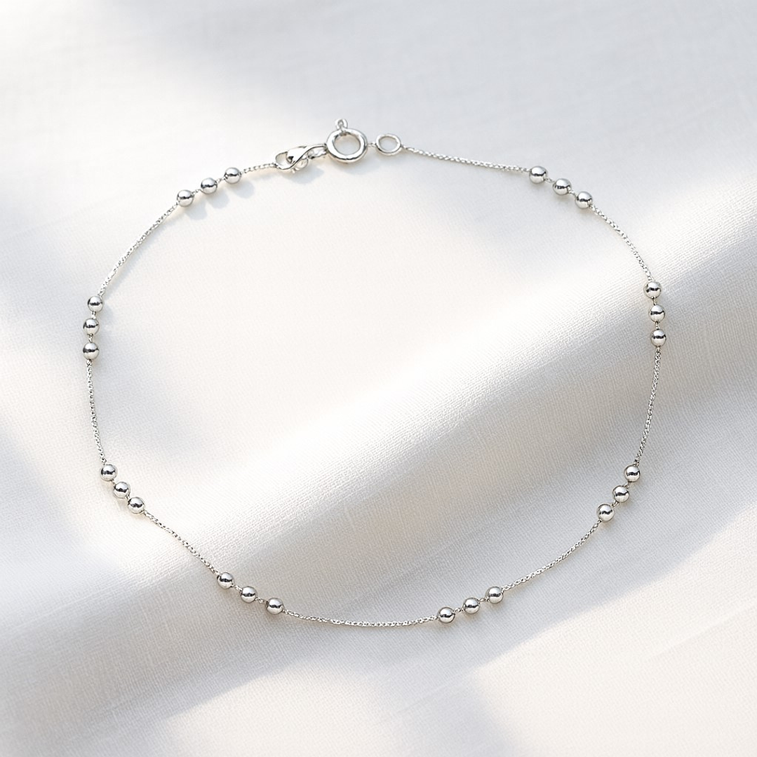 Tobillera Veneciana con Esferas en Plata 925  3