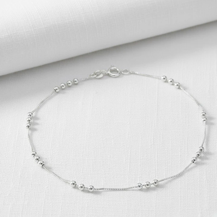 Tobillera Veneciana con Esferas en Plata 925  4