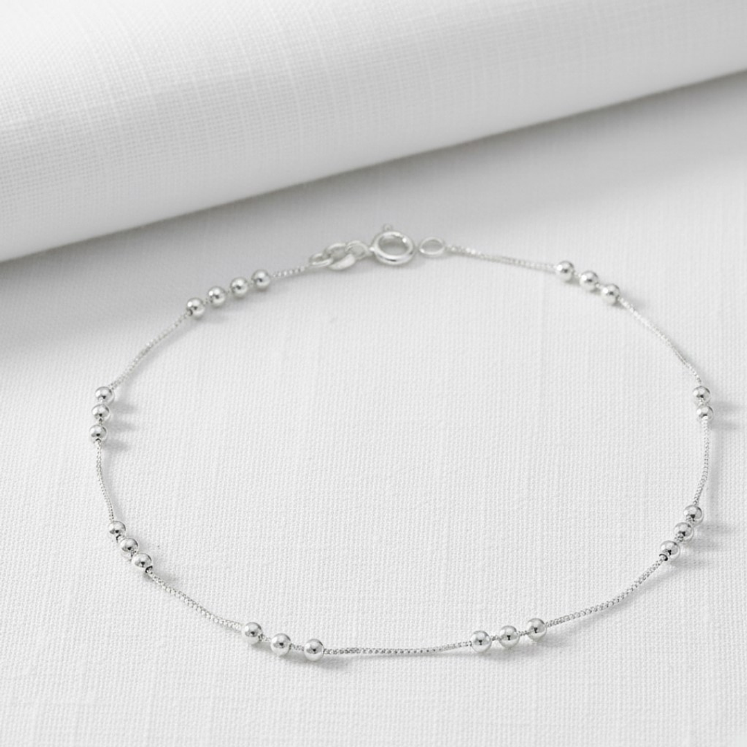 Tobillera Veneciana con Esferas en Plata 925  4
