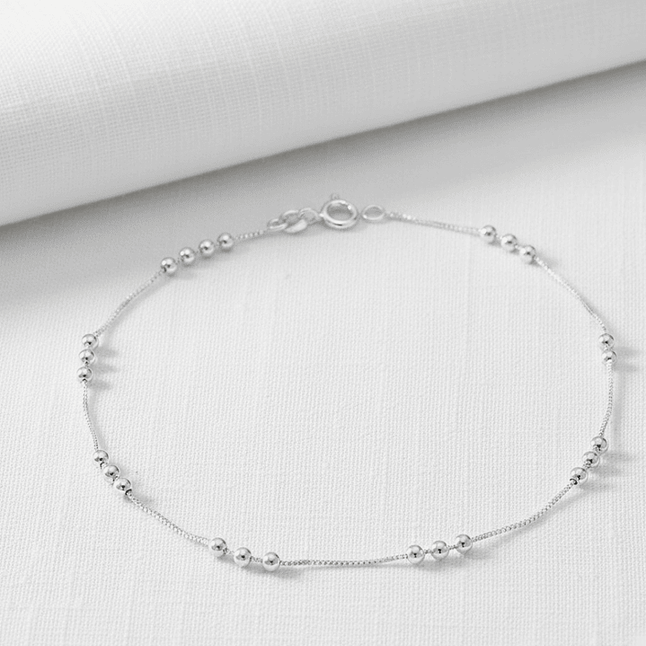 Tobillera Veneciana con Esferas en Plata 925  4