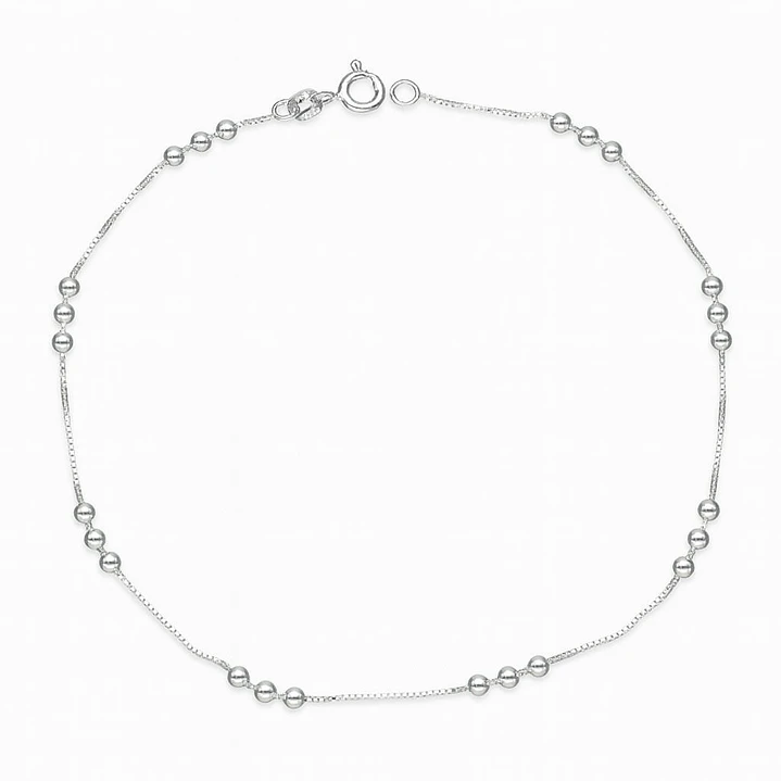 Tobillera Veneciana con Esferas en Plata 925  1