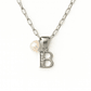 Collar Letra B Circón Perla De Rio Plata Ley 925   - Miniatura 1