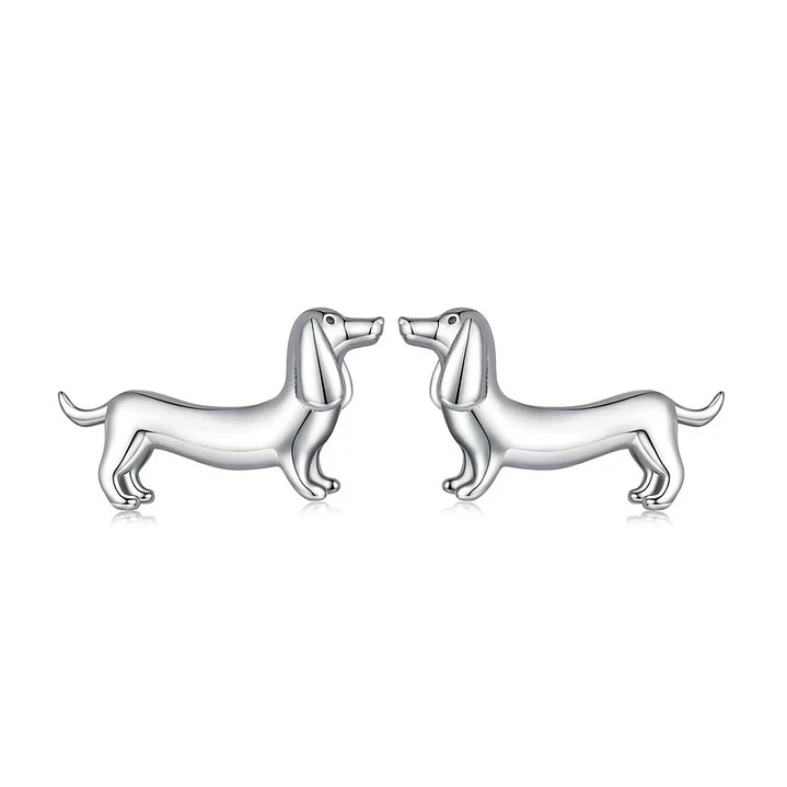 Aros Perrito Salchicha Dachshund en Plata 925  1
