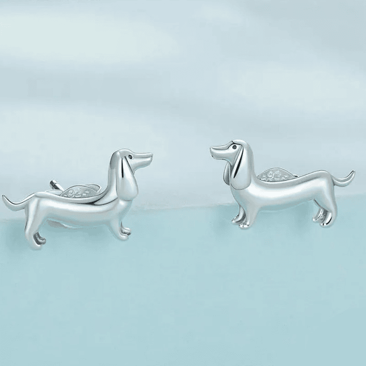 Aros Perrito Salchicha Dachshund en Plata 925  4