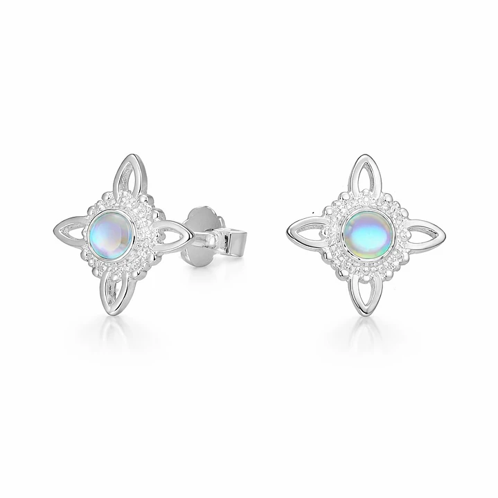 Aros Nudo de Brujas Piedra Luna Plata 925  1