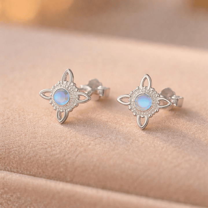 Aros Nudo de Brujas Piedra Luna Plata 925  3