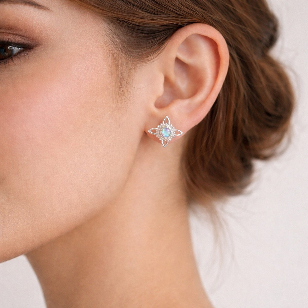 Aros Nudo de Brujas Piedra Luna Plata 925  2