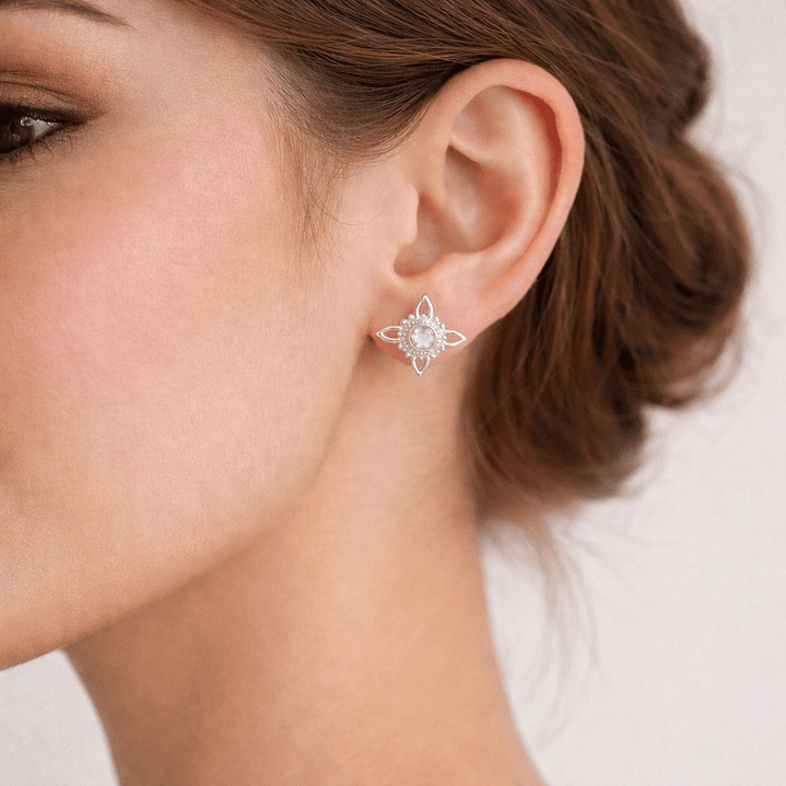 Aros Nudo de Brujas Piedra Luna Plata 925  2